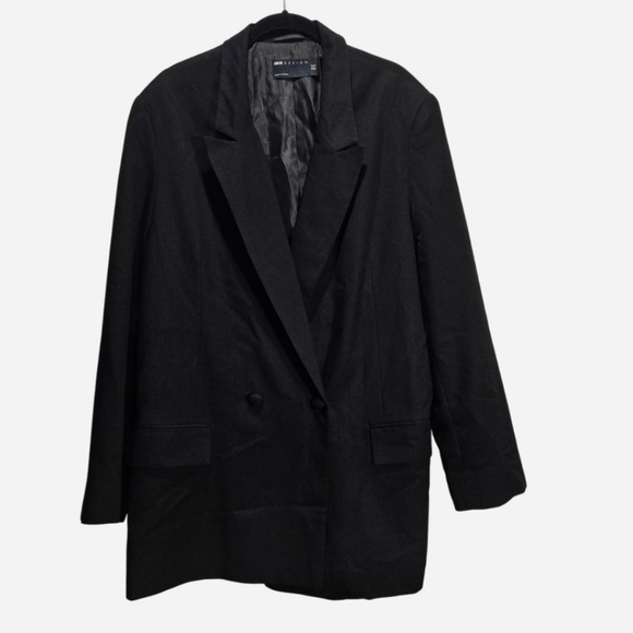ASOS Oversized Blazer Black Relaxed Double-Breasted 12 - Picture 1 of 9